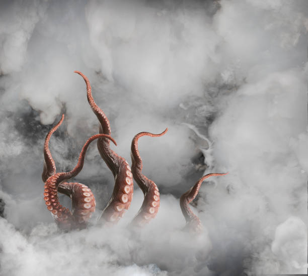 Conceptual image of octopus arms and clouds