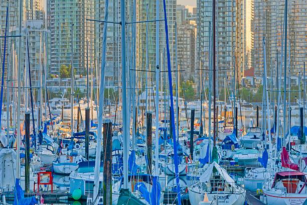 Yachting harbor at a sunny day. Focus at the foreground of the jetty
