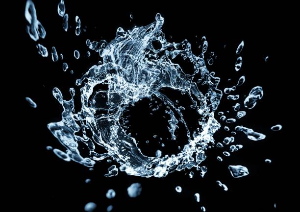 istock 3d illustration of abstract blue water splashes swirling on black background 2201588834
