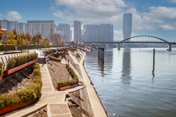 istock Recreational riverbank trail at Belgrade waterfront 2201593406