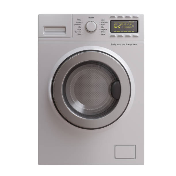 istock Clothes washer, dryer machine isolated on white, 2201593727