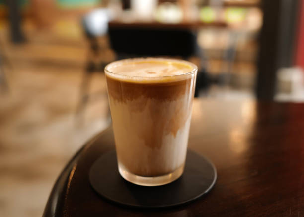 istock Close up glass of iced Latte 2201613777