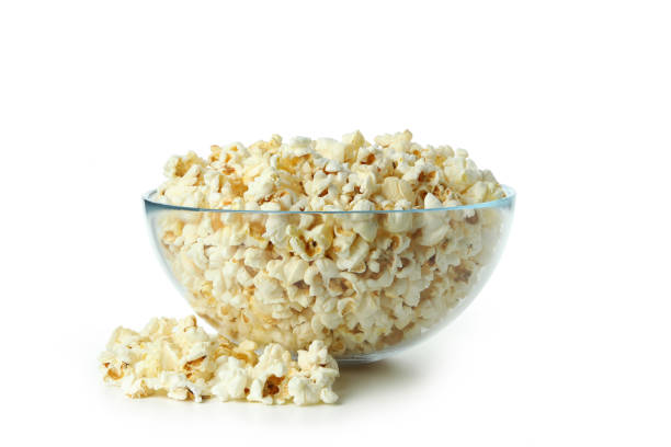 A bowl of popcorn isolated on white