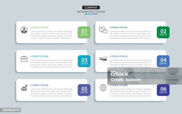 6 Data Infographics Rectangle Tab Index Layout Template Illustration ...