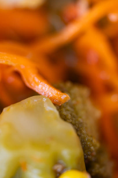 background of carrot salad in korean style close up