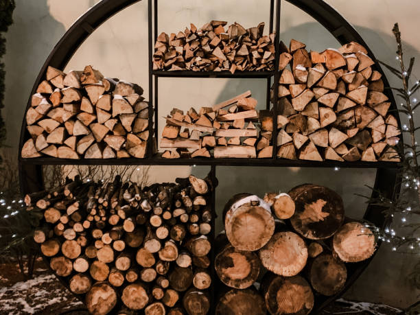 istock Log Storage in Winter Country life 2201627048