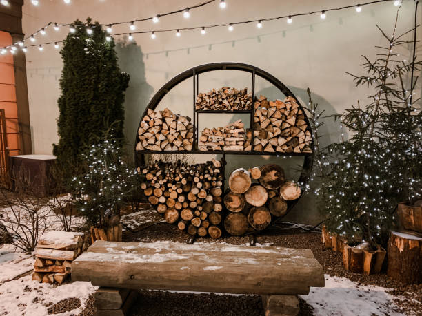 istock Log Storage in Winter Country life 2201627828