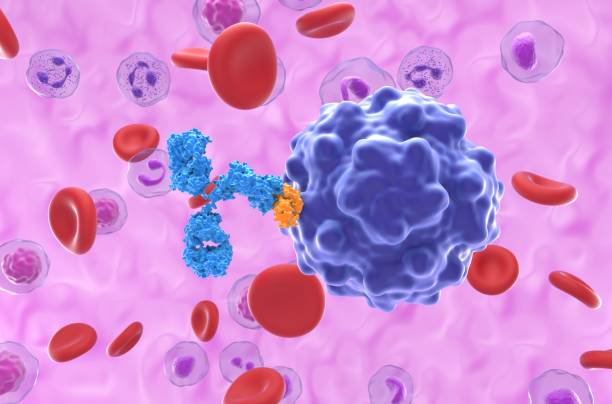 Monoclonal antibody treatment in B19 Parvovirus - closeup view 3d illustration stock photo