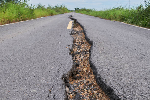 Asphalt surface on the street was demolished due to poor construction.