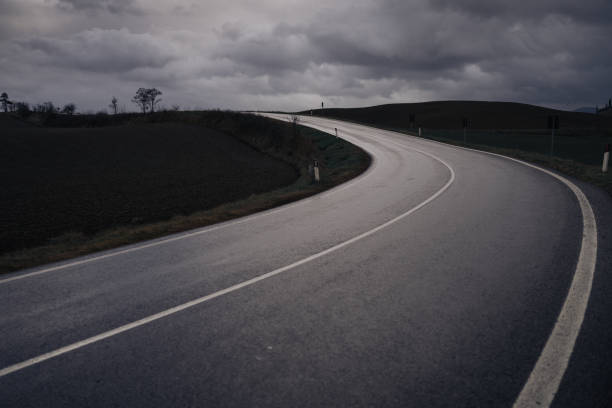 Low angle view of dividing line on highway in countryside