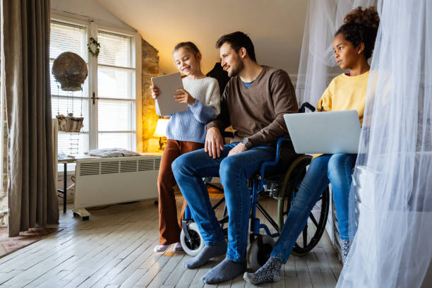 istock Happy school kids having fun during virtual class with online teacher distance learning at home 2201640909