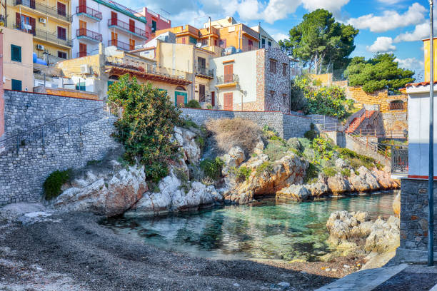 istock Spectacular sunny day over  Santa Flavia town. 2201644583
