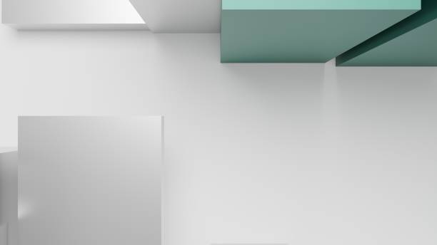 istock Close-up of 3D abstract floating cubes with lighting effects. copy space 2201648959