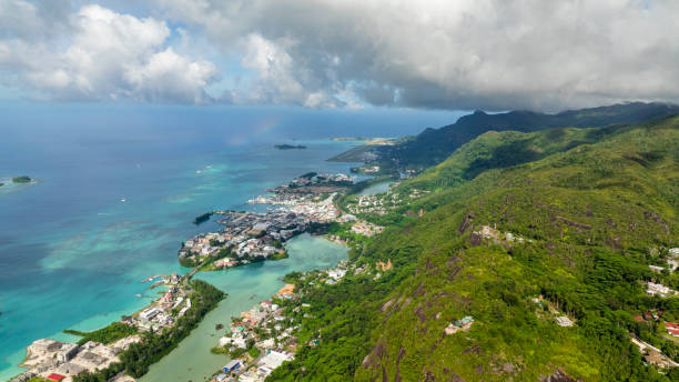 istock Expansive landscape with Eden Island and surrounding coast, Seychelles, Mahe. 2201650849