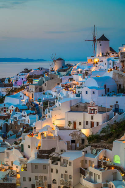 istock Oia village at night, Santorini 2201652211