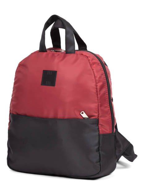 istock Black and red sport backpack bag isolated on white background 2201652849