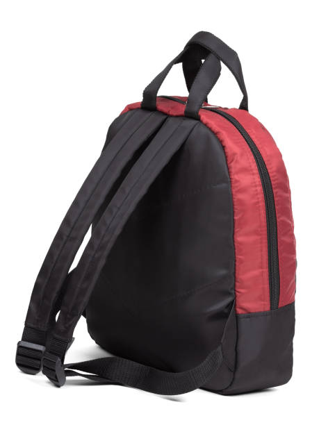 istock Black and red sport backpack bag isolated on white background 2201652872