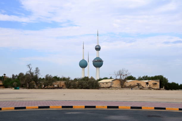 Wide angle view from below of Kuwait most famous landmark