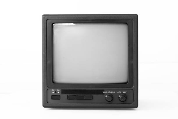 A vintage CRT monitor with simple controls and a blank screen, evoking nostalgia for past technology.
