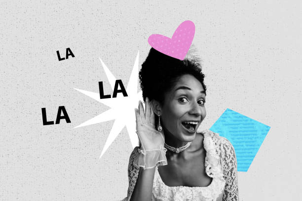 istock Trend artwork poster composite sketch image collage of baroque style aristocracy accessory heart young lady smile listen rumors news 2201656342
