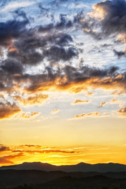 Summer shape, shades and light over the Brindabella Mountain range. Canberra, Australia.