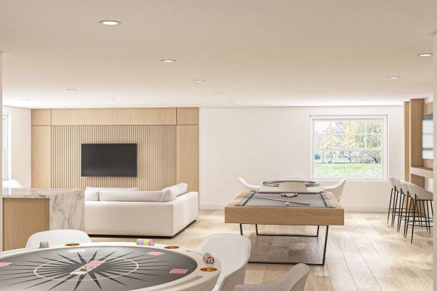 istock Modern Entertainment Room with Poker Table and Pool Table 2201663892