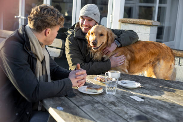 istock Smiles All Around On Dog Walk Coffee Break 2201664451