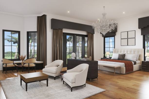 istock Elegant Luxury Bedroom Interior with Modern Furniture and Sophisticated Decor Elements 2201664520