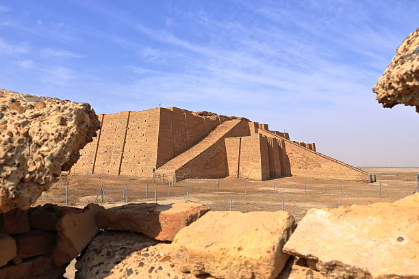 the restored ziggurat in ancient Ur, sumerian temple, Iraq