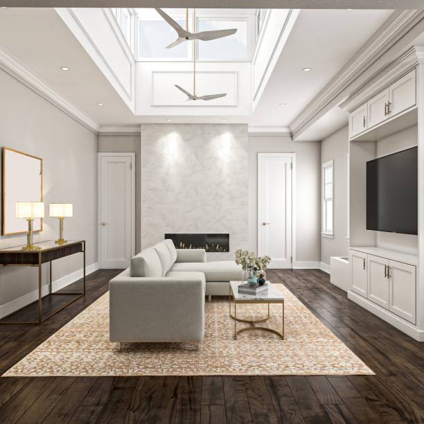 istock Modern Sunny Living Room With Elegant Interior Design and Comfortable Seating 2201664675