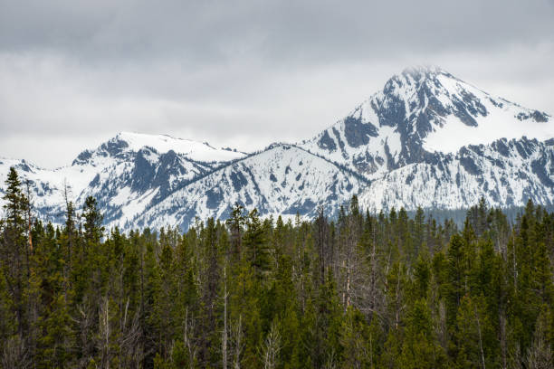 istock Snow Capped Mountains at The Sawtooth Mountains, Mountain range in Idaho 2201666338