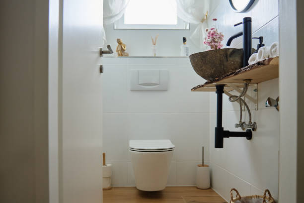 istock Home Toilet Interior with Contemporary Design in Modern Apartment 2201666863