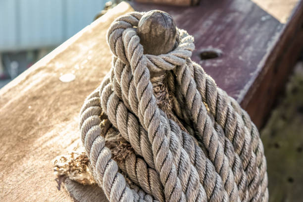 istock A rope is tied to a wooden post 2201666908