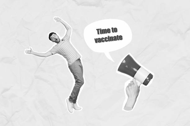 istock Creative graphics picture image collage of young guy shocked advertise microphone antibody antidote covid vaccination 2201670731
