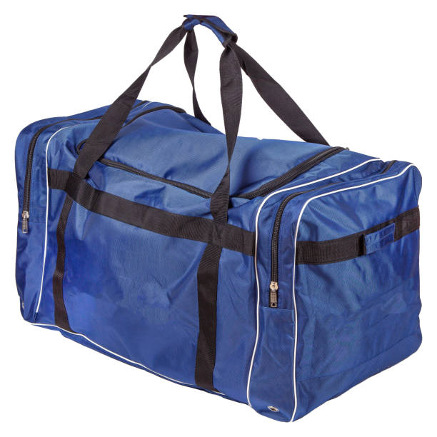 istock Big blue sport bag isolated on white background 2201672587