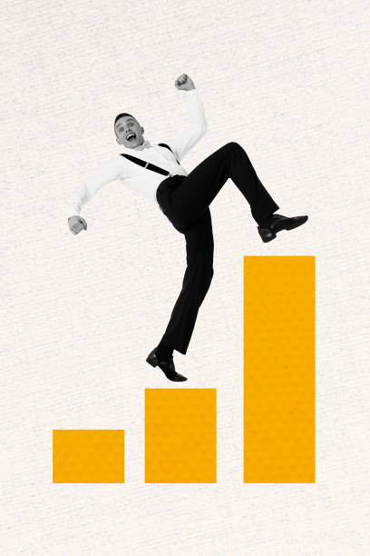 istock Composite artwork photo collage template sketch of goal challenge climb up strategy purpose success young business man walk smile happy 2201674382