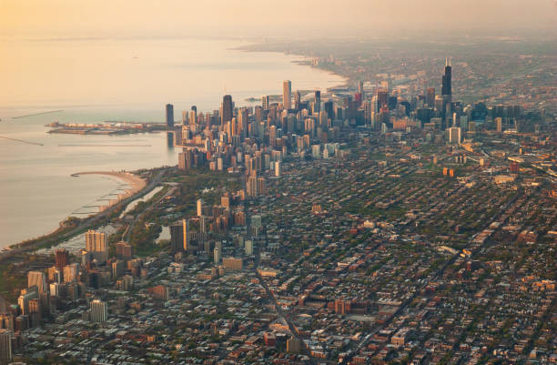 istock Overlook of the Chicago skyline on a Hazy Summer Day 2201675812