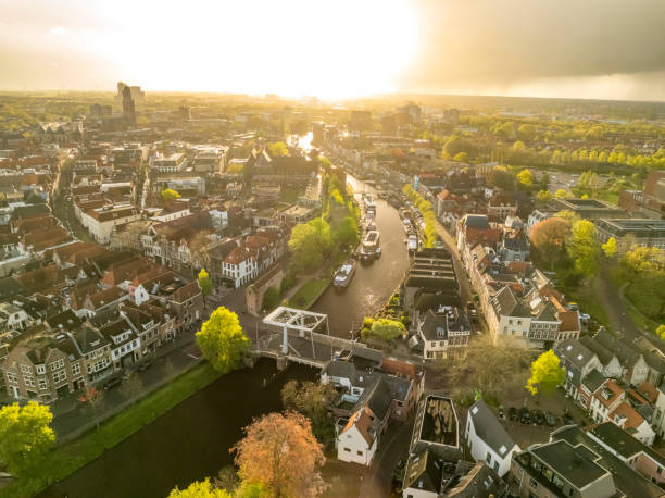 istock Zwolle city aerial view during a springtime sunset 2201675841