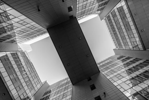 Germany, Berlin, Kreuzberg, February 22, 2025 - Low angle view of modern office buildings