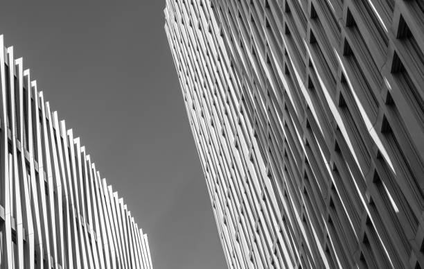 Germany, Berlin, Moabit, February 20, 2025 -Low angle view of modern office buildings