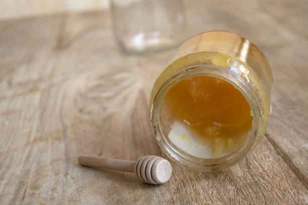 homemade honey in a glass jar