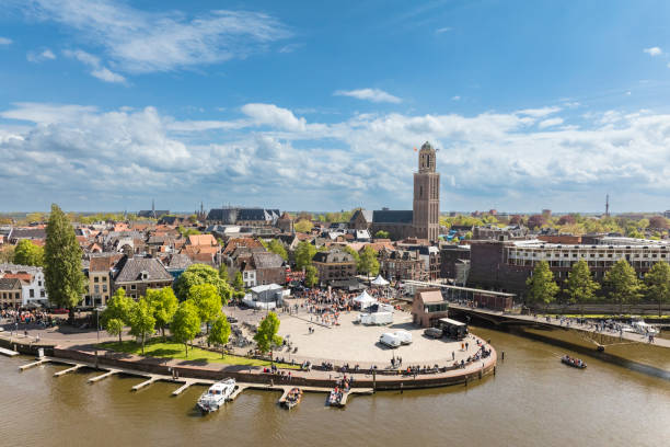 istock Zwolle aerial view during Koningsdag 2201676767