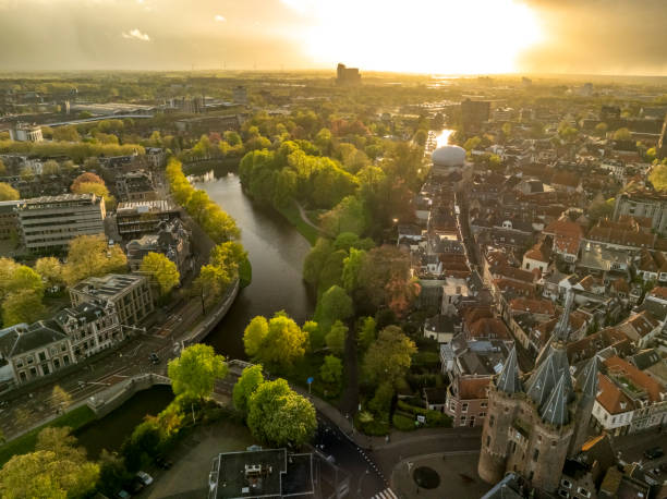 istock Zwolle city aerial view during a springtime sunset 2201676863
