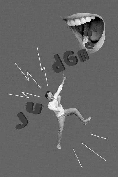 istock Creative photo 3d collage artwork poster postcard of scared guy avoid suffer bullying social media life isolated on painting background 2201680146