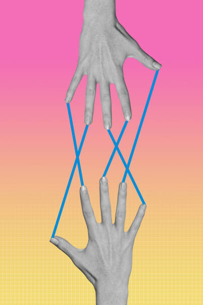 istock Composite sketch image design trend artwork collage of body language showing hand gesture finger two hand connect between line bonding 2201684795