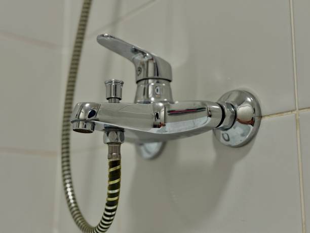 istock Chrome plated water faucet in the bathroom 2201685749