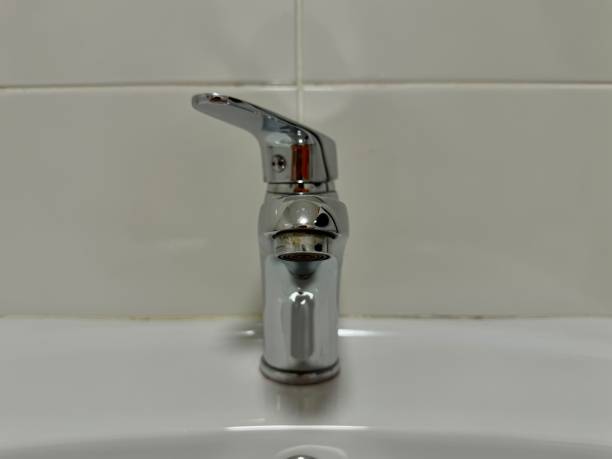 istock Chrome plated water faucet in the bathroom 2201686761