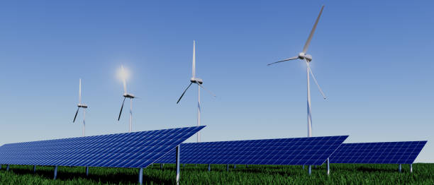 istock A row of wind turbines are lined up in a field 2201687575