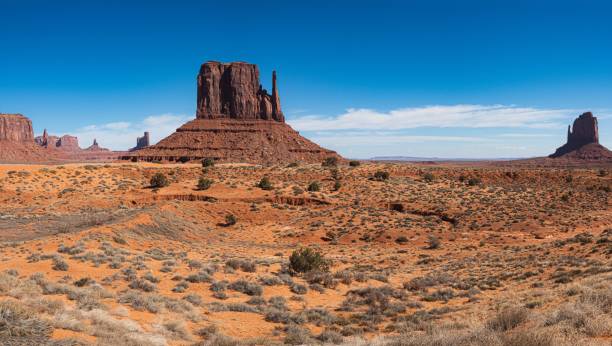 istock Stunning view of Monument Valley's iconic buttes under a clear blue sky. 2201688014