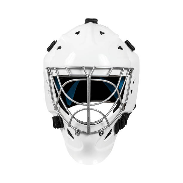 istock A white hockey helmet with a blue visor on a white background 2201689052